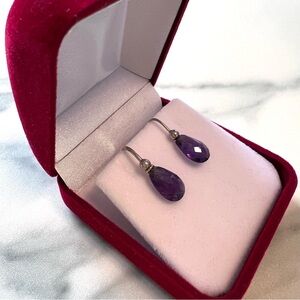 Elegant Minimalist Amethyst Earrings in .925 Sterling Silver